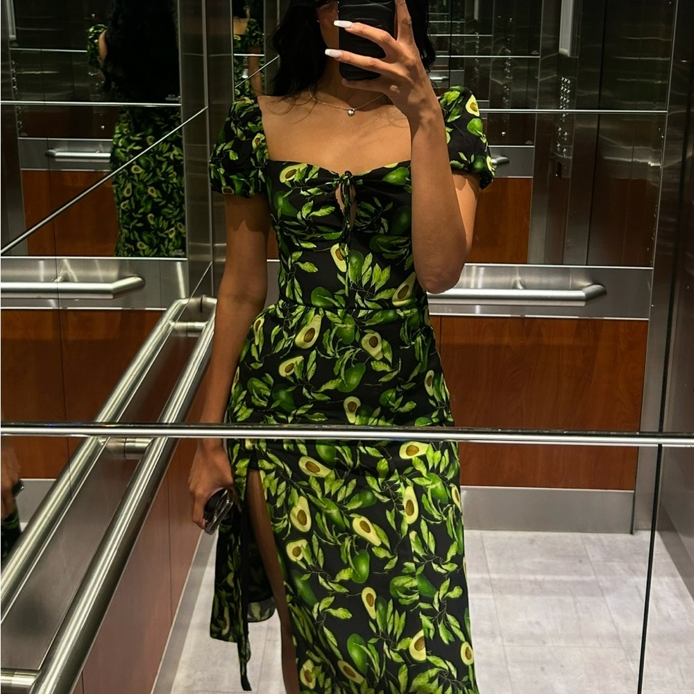 Wilfred Avocado Summer Dress with Puff Sleeves - Picture 1 of 5
